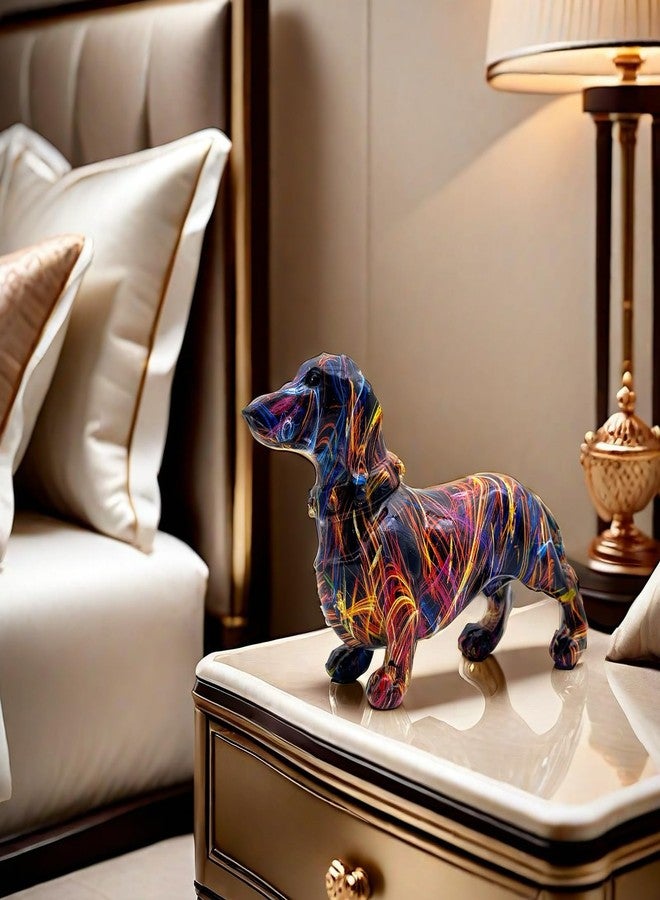 SHTWX Art Dachshund Dog Statue Figurine Sculpture Resin Collectible Gifts for Dachshund Dog Lover Office Home Decor Desk Accessories Decoration Garden Figurines Outdoor Decor Colorful (Color D) - Image 5